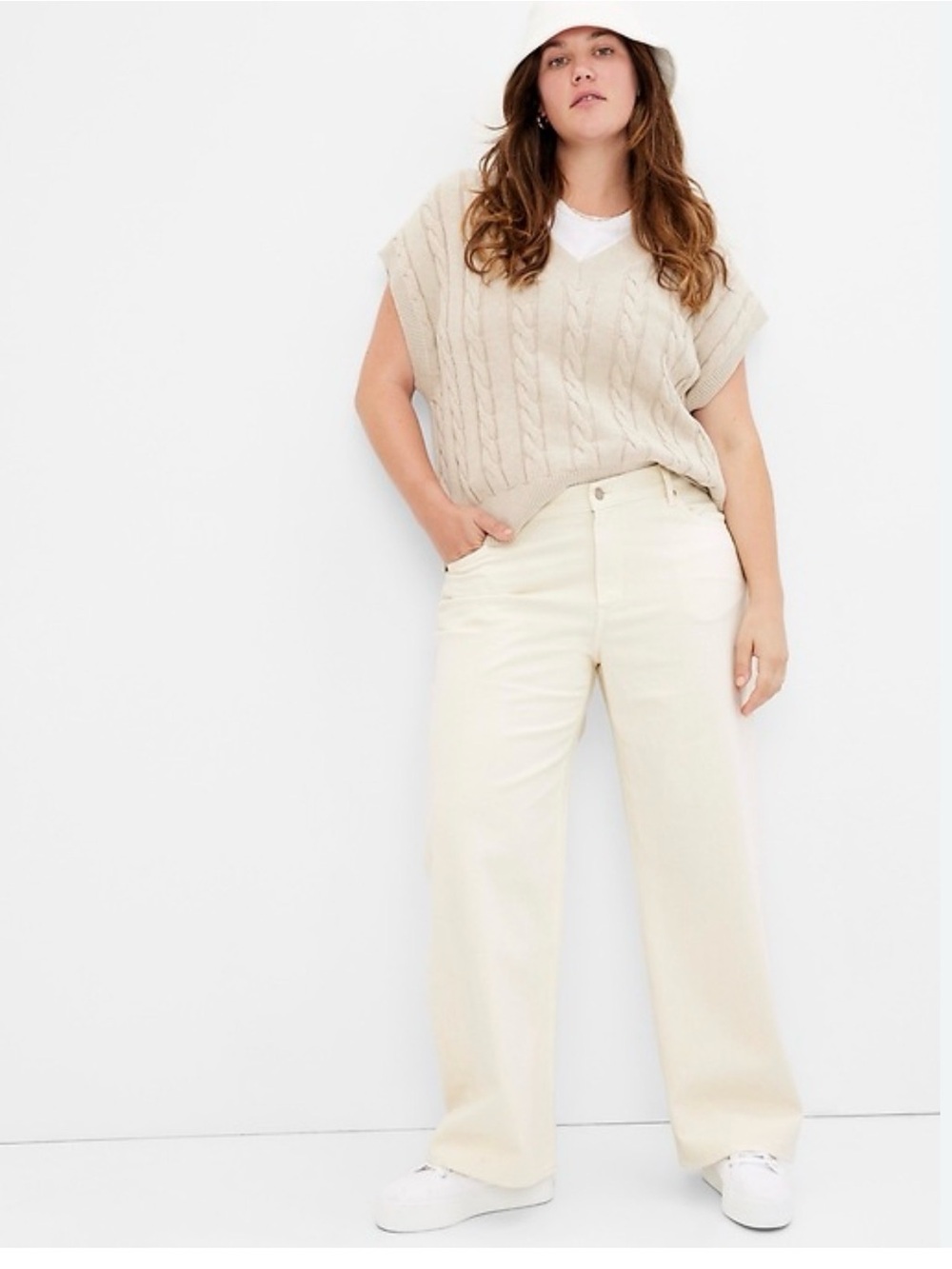 Gap Birch Ivory Low Rise Stride Jeans SZ 18/34 Denim Wide Leg Baggy Slouchy NWT - Picture 4 of 12